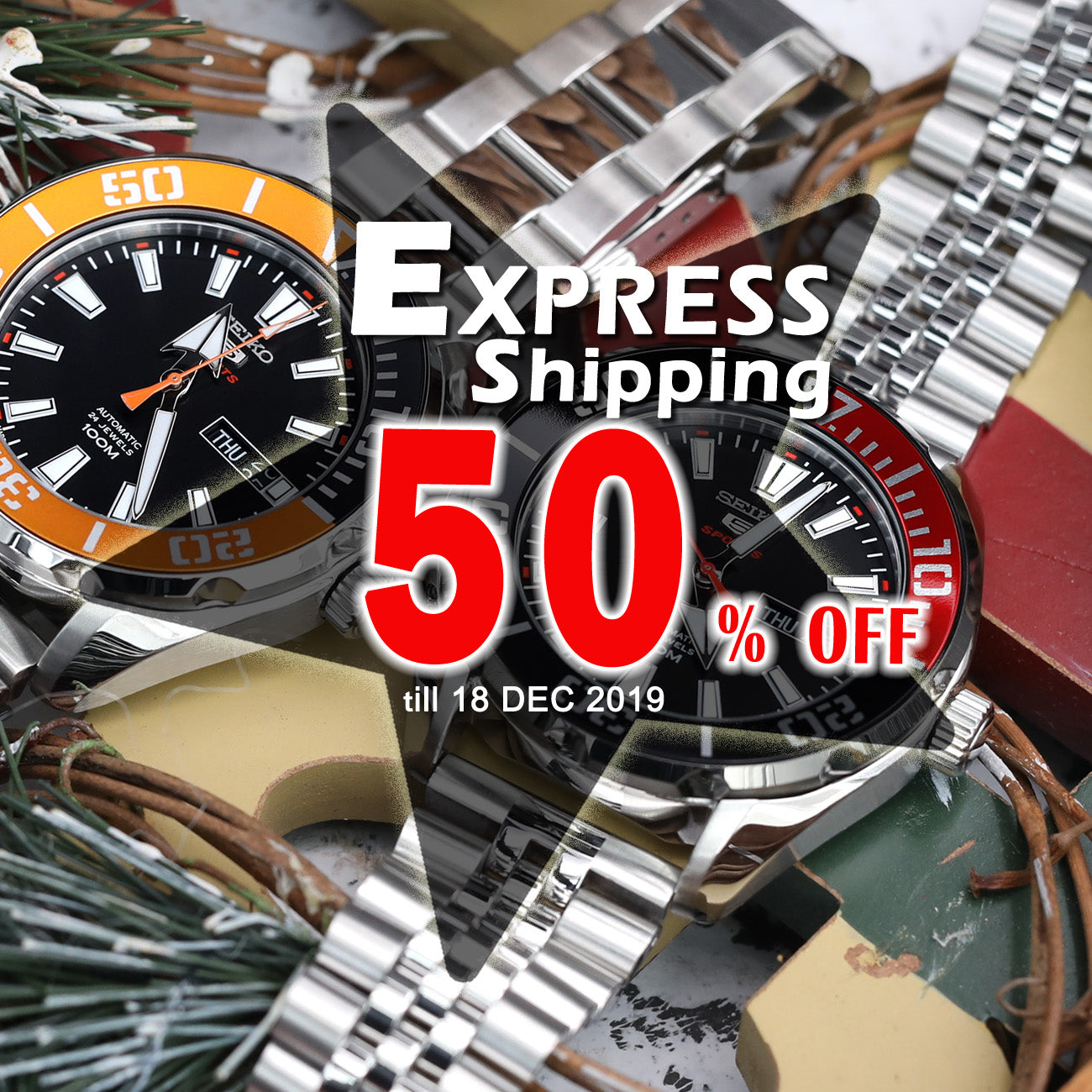 ENJOY our “50% discount on express shipping" Christmas promotion”