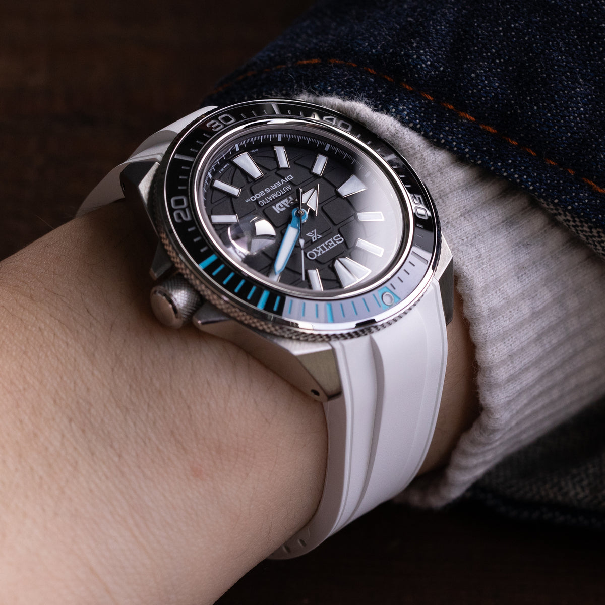 StrapXPro - SRX1A Vulcanized Rubber Strap for Seiko Samruai, King Samruai, White