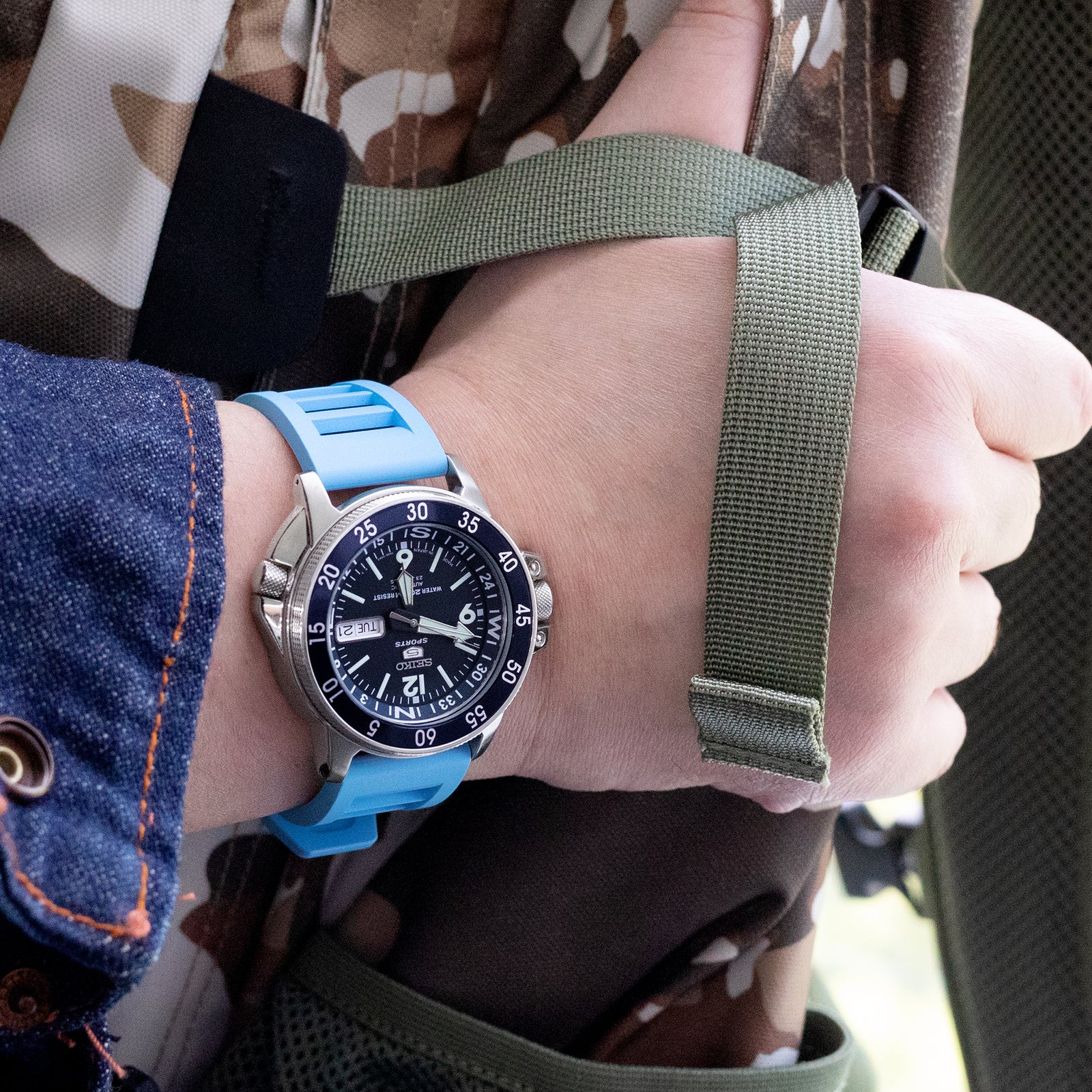 Sky Blue RM Vented FKM Rubber Quick Release Strap 20mm 22mm