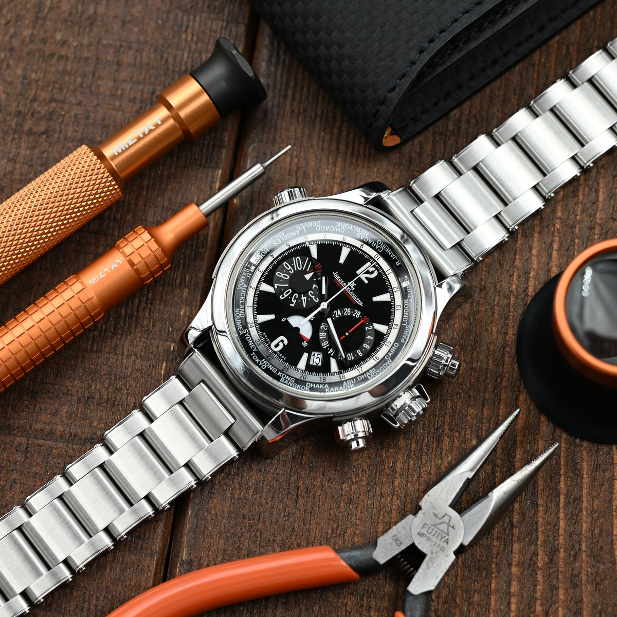 سوار ساعة ميتابايند II (سحب-لف) QR بمقاس 20 مم أو 22 مم، نهاية مستقيمة، فك سريع، فولاذ مقاوم للصدأ 316L، إبزيم غطس مصقول.