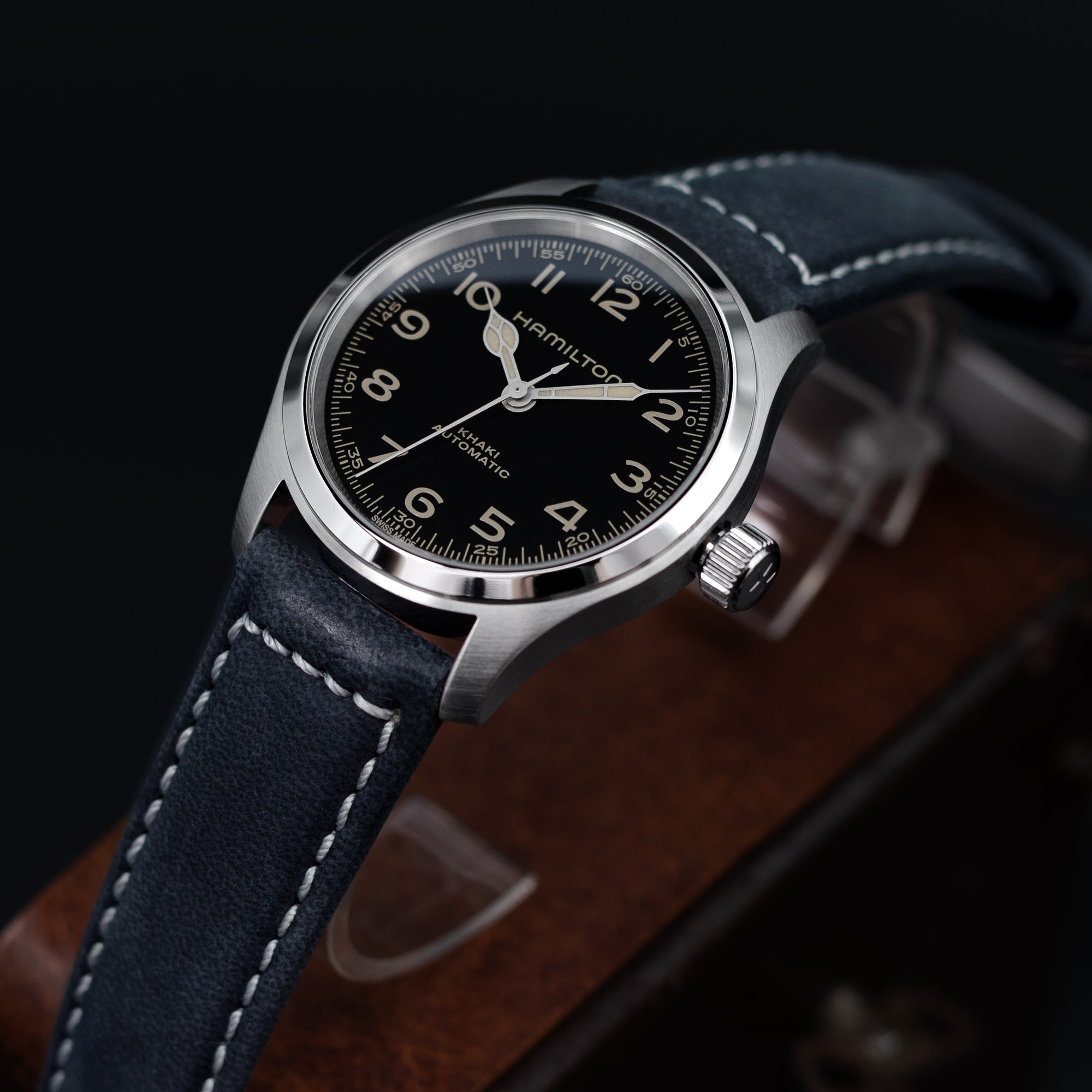 Hamilton Khaki Field 38mm Murph Auto?H70605731 leather watch band by Strapcode