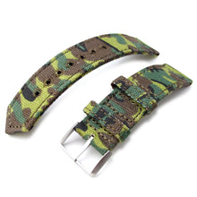 MiLTAT WW2 Cinturino Canvas Mimetico ERDL 2 pezzi 20mm, 21mm o 22mm con foro tondo cucito e finitura sabbiata