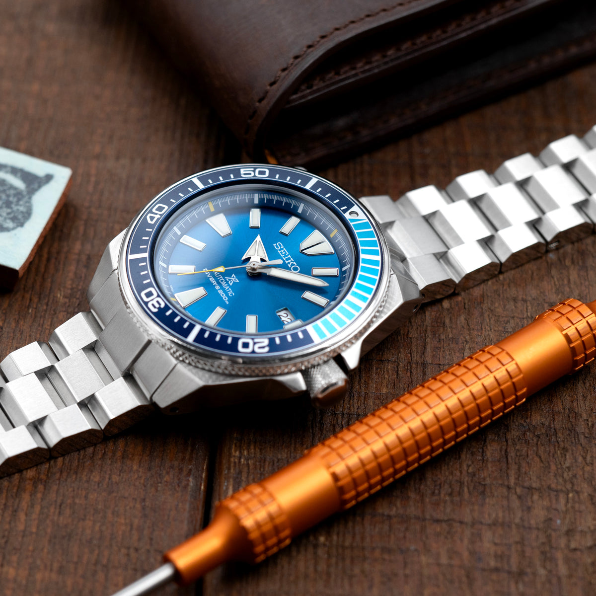 سوار ساعة هيكساد 22 مم لساعات سيكو ساموراي SRPB51 SRPB09 SRPC93، ستانلس ستيل مصقول، إبزيم V دايفر