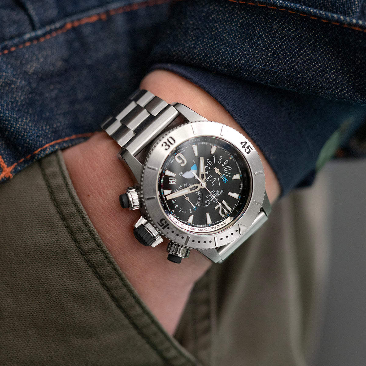 سوار ساعة هيكساد 22 مم، نهاية مستقيمة، من الفولاذ المقاوم للصدأ 316L، إبزيم غطس مصقول