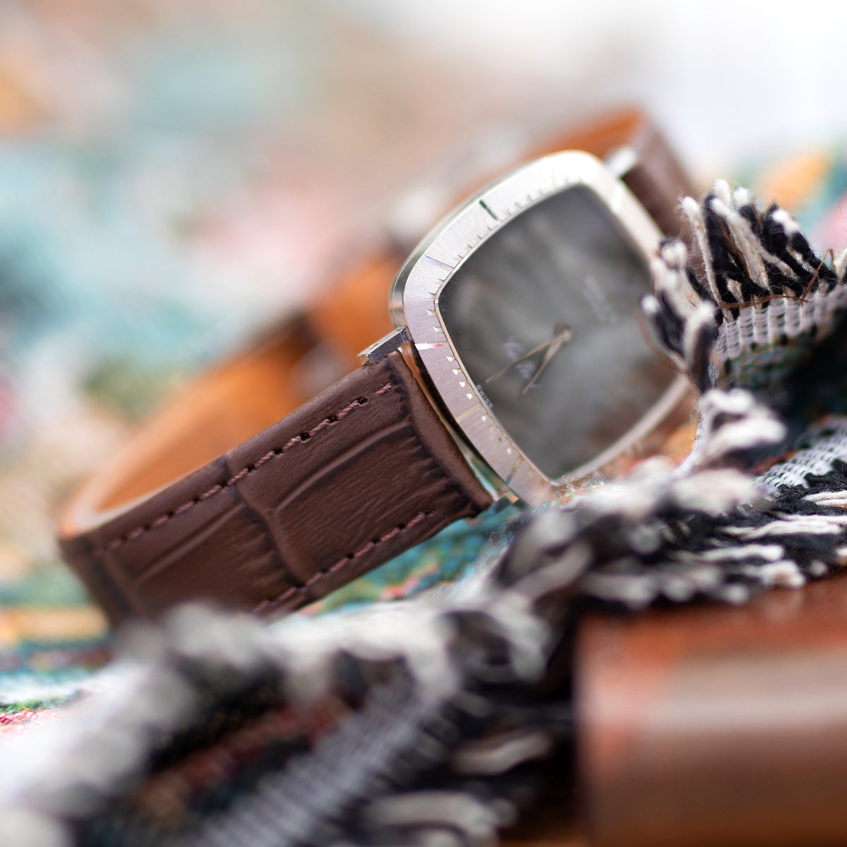 17mm Brown CrocoCalf (Italian Croco Grain) Flat Watch Band