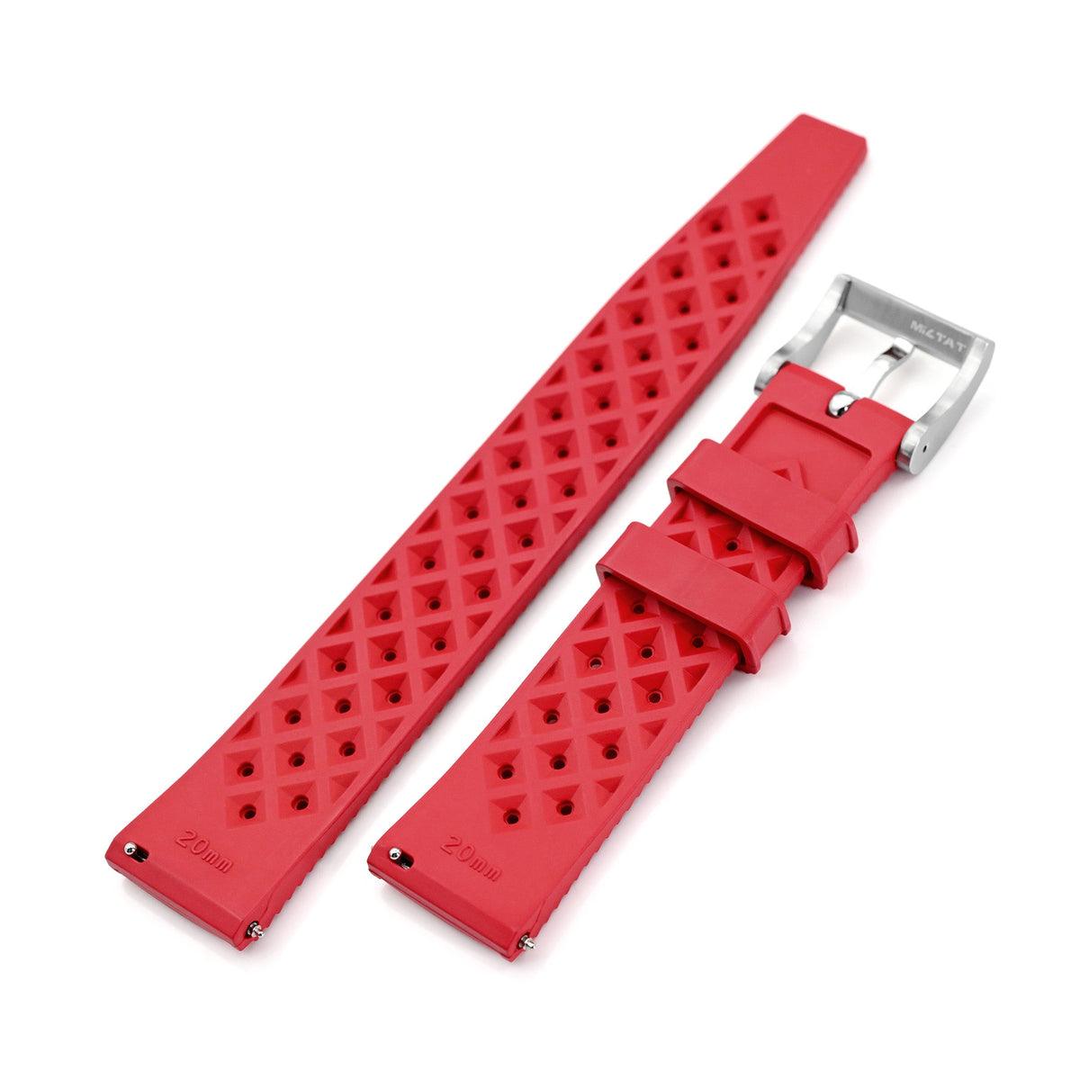 Quick Release Red Tropical-Style Pro FKM rubber watch strap, 20mm Strapcode Watch Bands