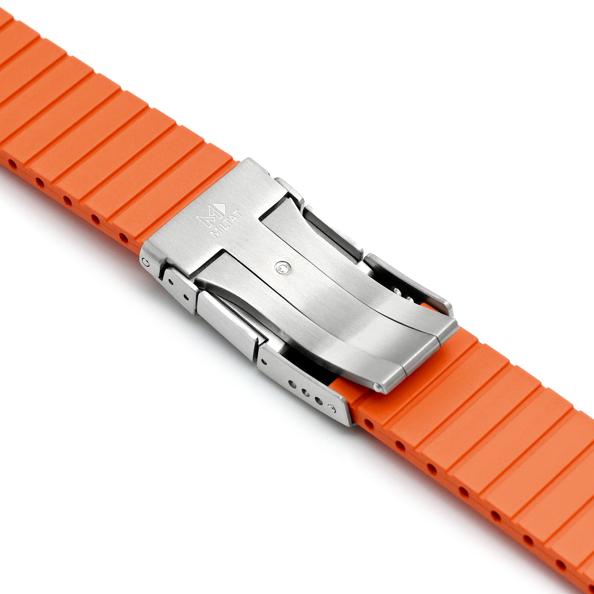 Quick Release FKM27 Orange Titanium Slinea Clasp FKM Rubber watch strap, 20mm or 22mm Strapcode watch bands
