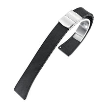 20mm FKM32 Black Rubber Quick Release Watch Band, Deployment Clasp Strapcode watch bands