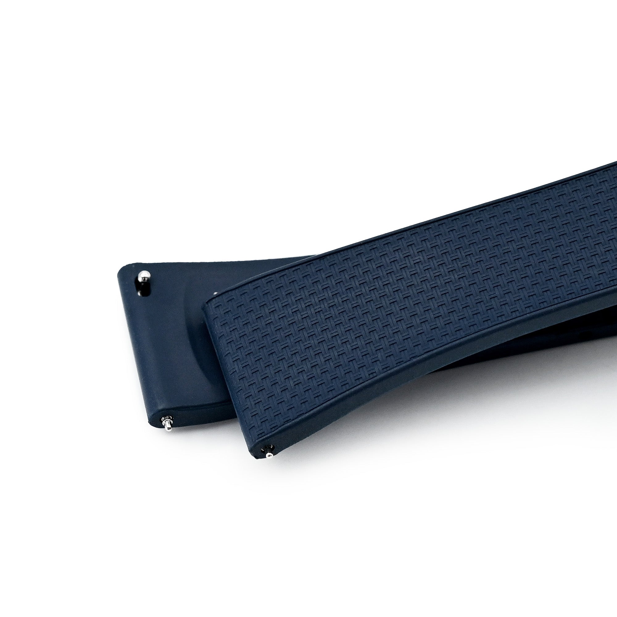 20mm FKM32 Navy Blue Rubber Quick Release Watch Band, Deployment Clasp Strapcode watch bands