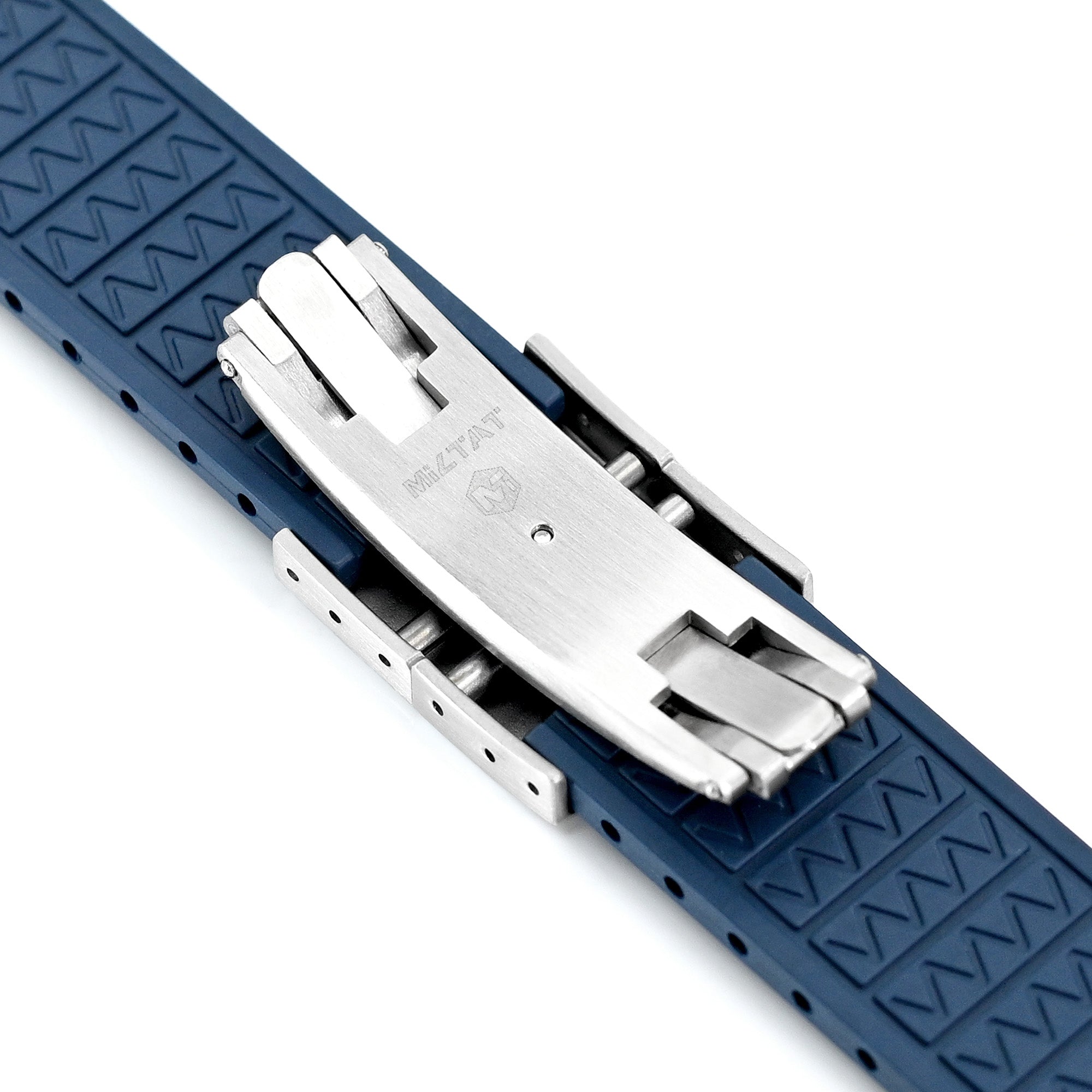 20mm or 22mm FKM34 Navy Blue Rubber Quick Release Watch Band, Deployment Clasp Strapcode watch band
