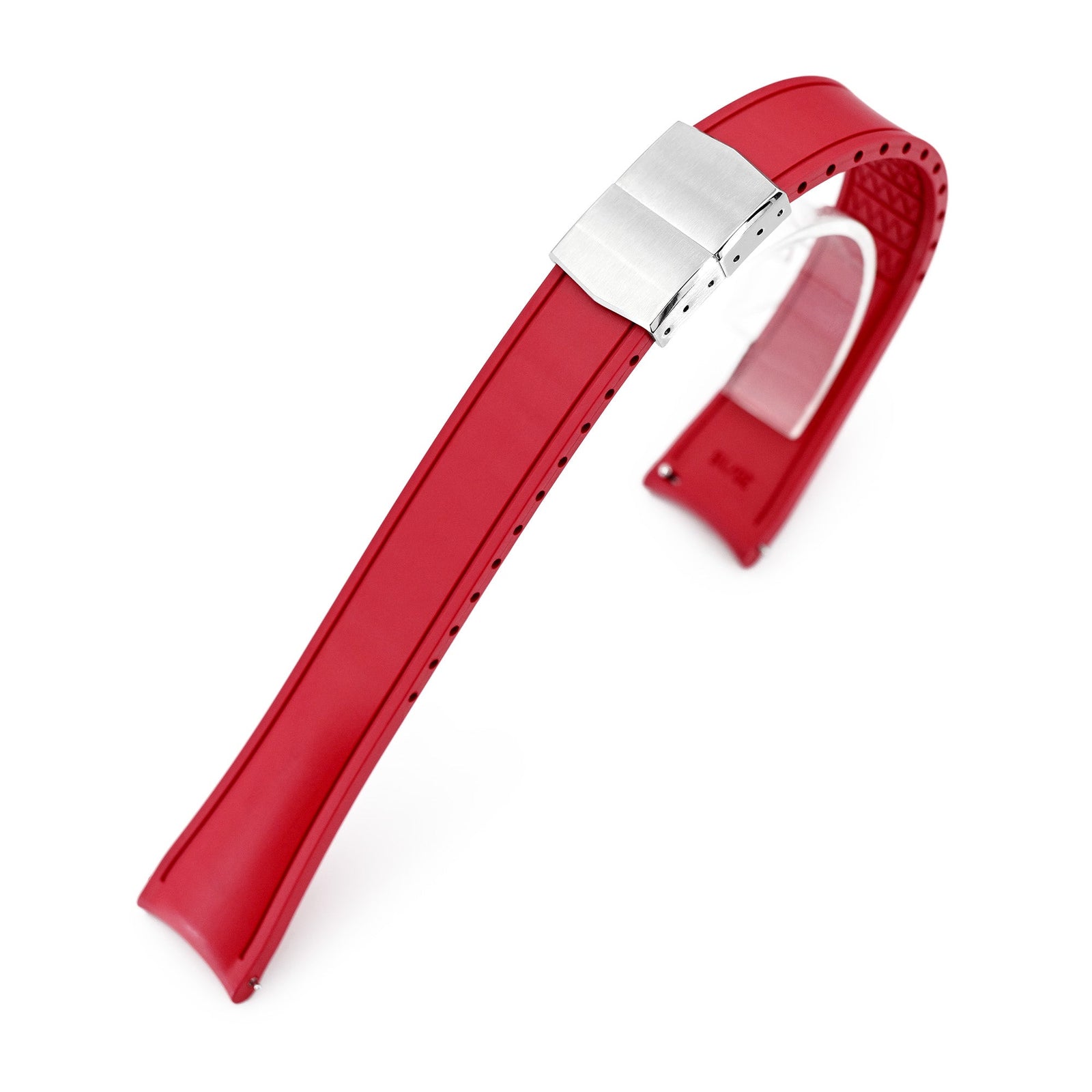 20mm or 22mm FKM34 Red Rubber Quick Release Watch Band, Deployment Clasp Strapcode watch band