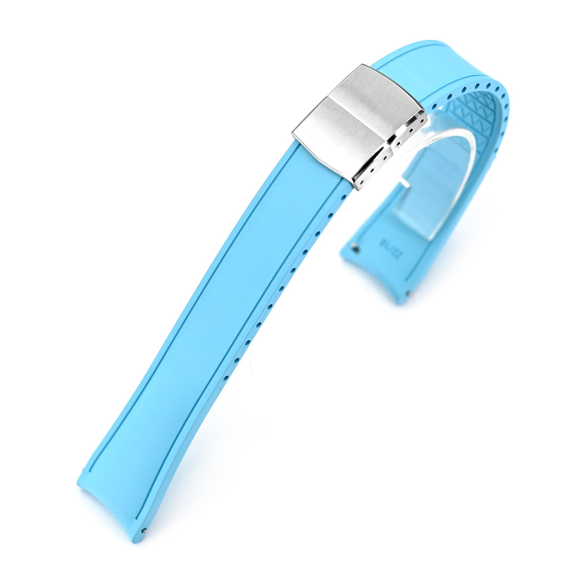 20mm or 22mm FKM34 Sky Blue Rubber Quick Release Watch Band, Deployment Clasp Strapcode watch band