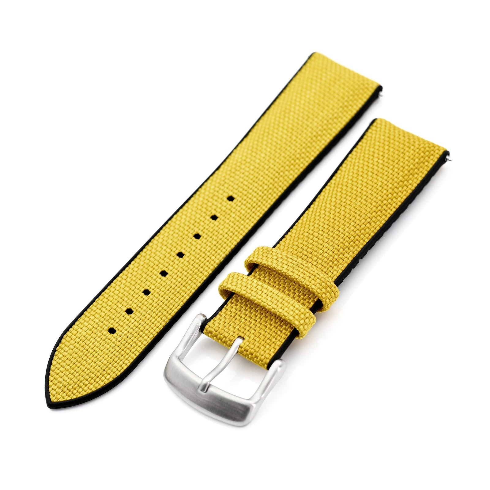 Yellow FKM35 Sailcloth FKM Quick Release Rubber Watch Band, Brushed, 20mm or 22mm  Strapcode watch bands