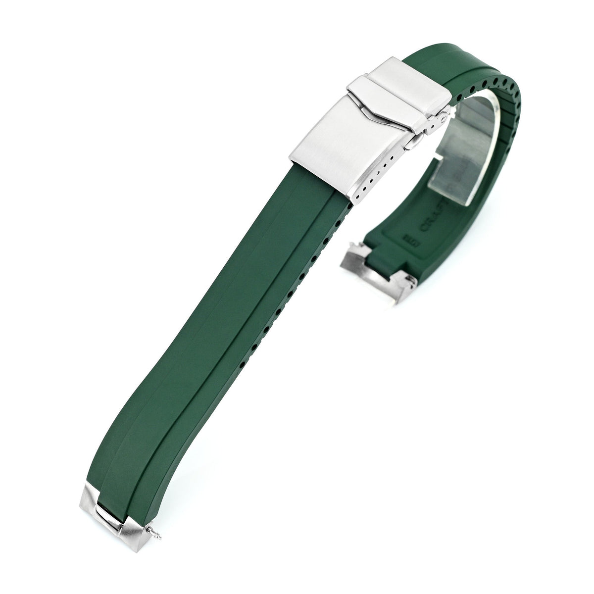 20mm Crafter Blue - MX03-117 Green FKM Rubber Strap With End Links compatible with Seiko Alpinist SARB017 Strapcode watch bands