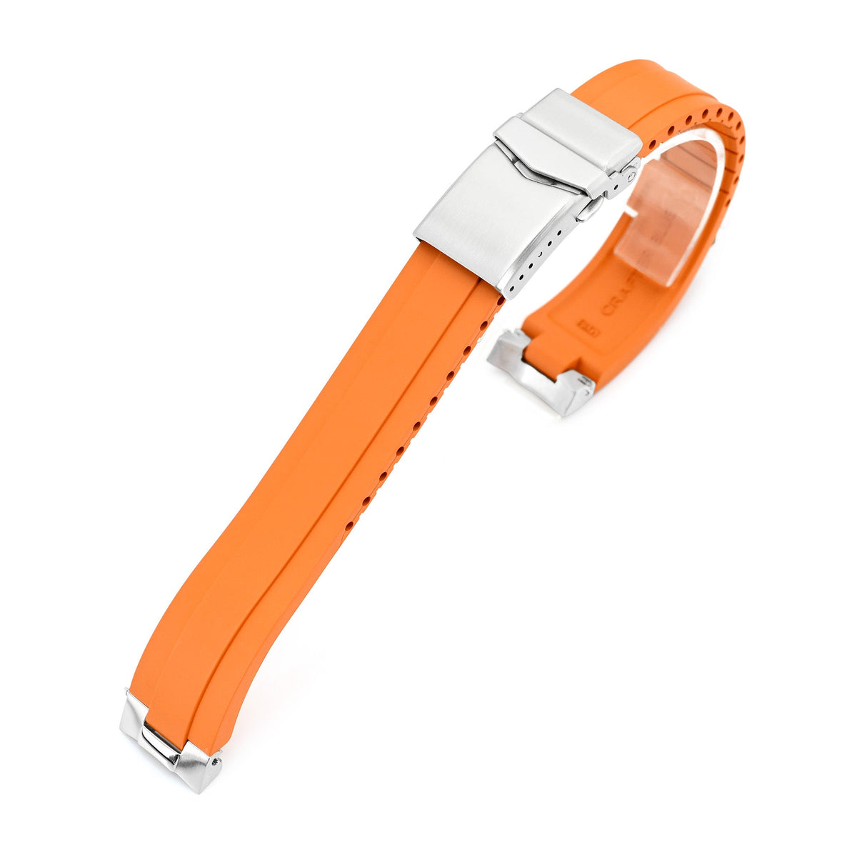 20mm Crafter Blue - MX03-117 Orange FKM Rubber Strap With End Links compatible with Seiko Alpinist SARB017 Strapcode watch bands