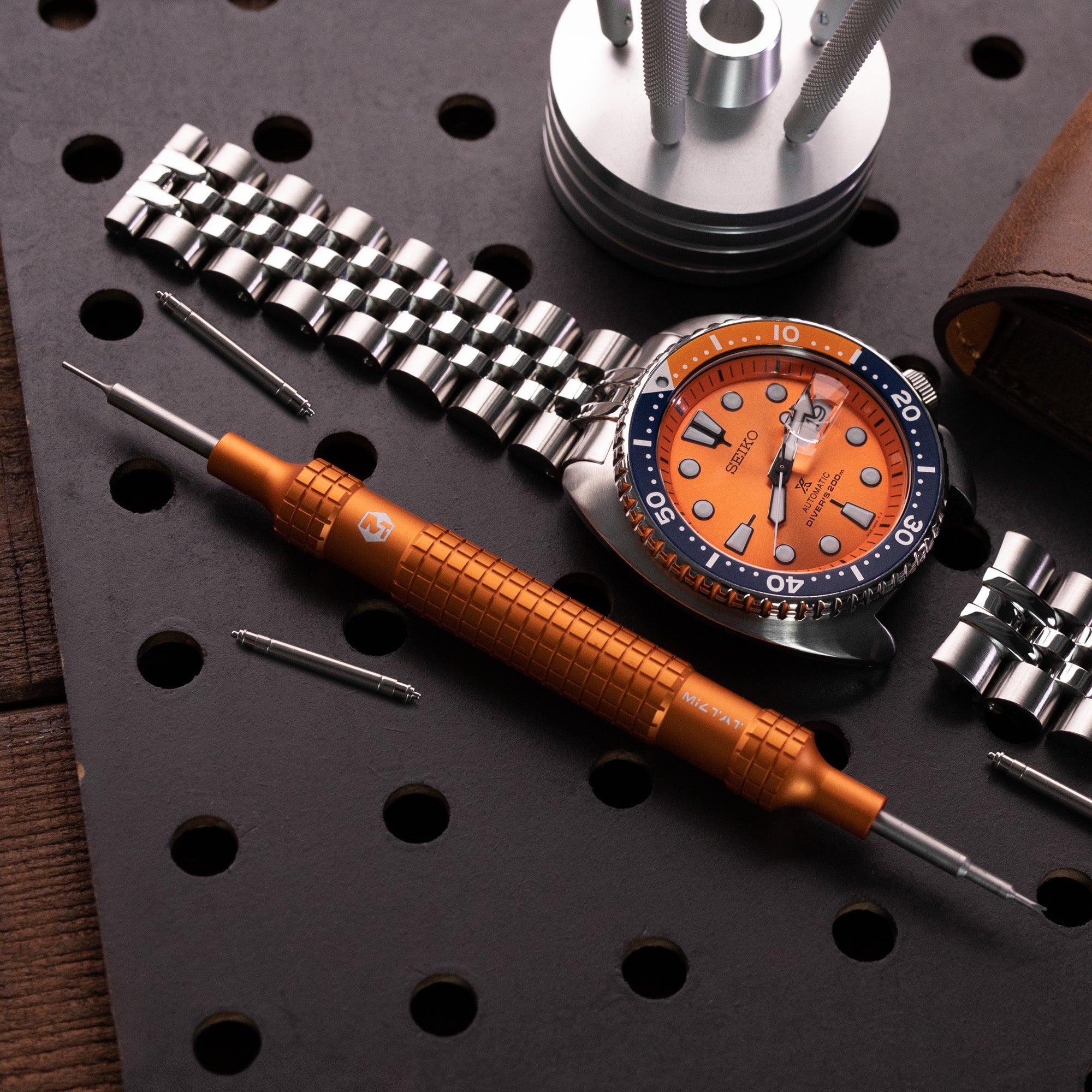 Japan made Elegant Spring Bar Watch Band Tool for changing watch straps, Orange Strapcode Watch Bands