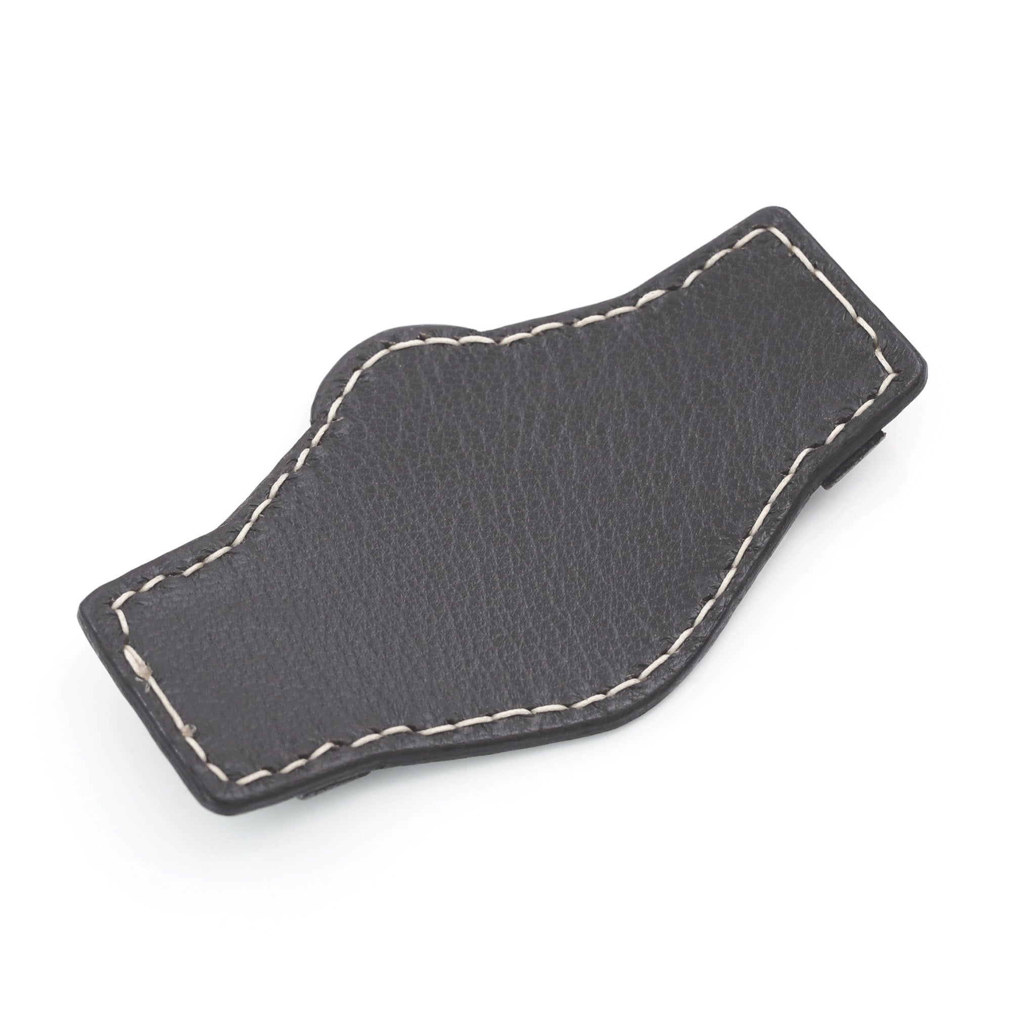 Military Grey Geniune Calf  Leather BUND Pad for 20mm or 22mm Watch Straps, Beige Wax Stitching