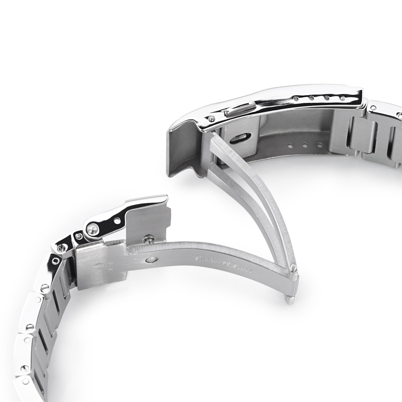 20mm Rollball version II Watch Band for Seiko 5 Sports 38mm, 316L Stainless Steel Brushed Baton Diver Clasp Strapcode Watch Band