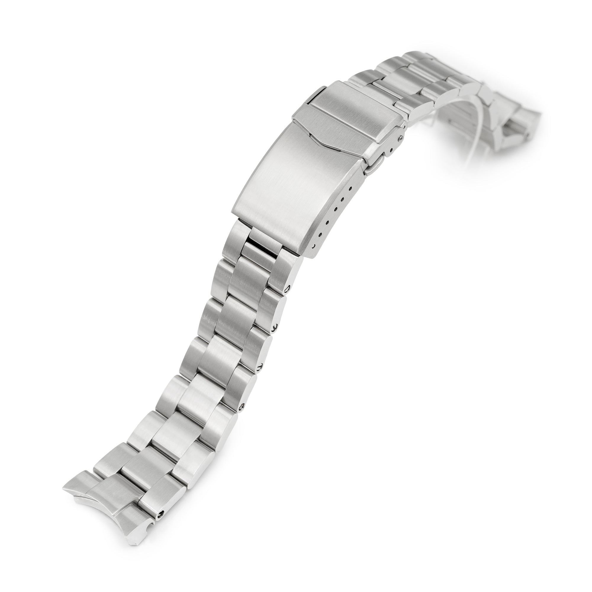 20mm Super-O Boyer Watch Band compatible with Seiko SKX013, 316L Stainless Steel V-Clasp Button Double Lock