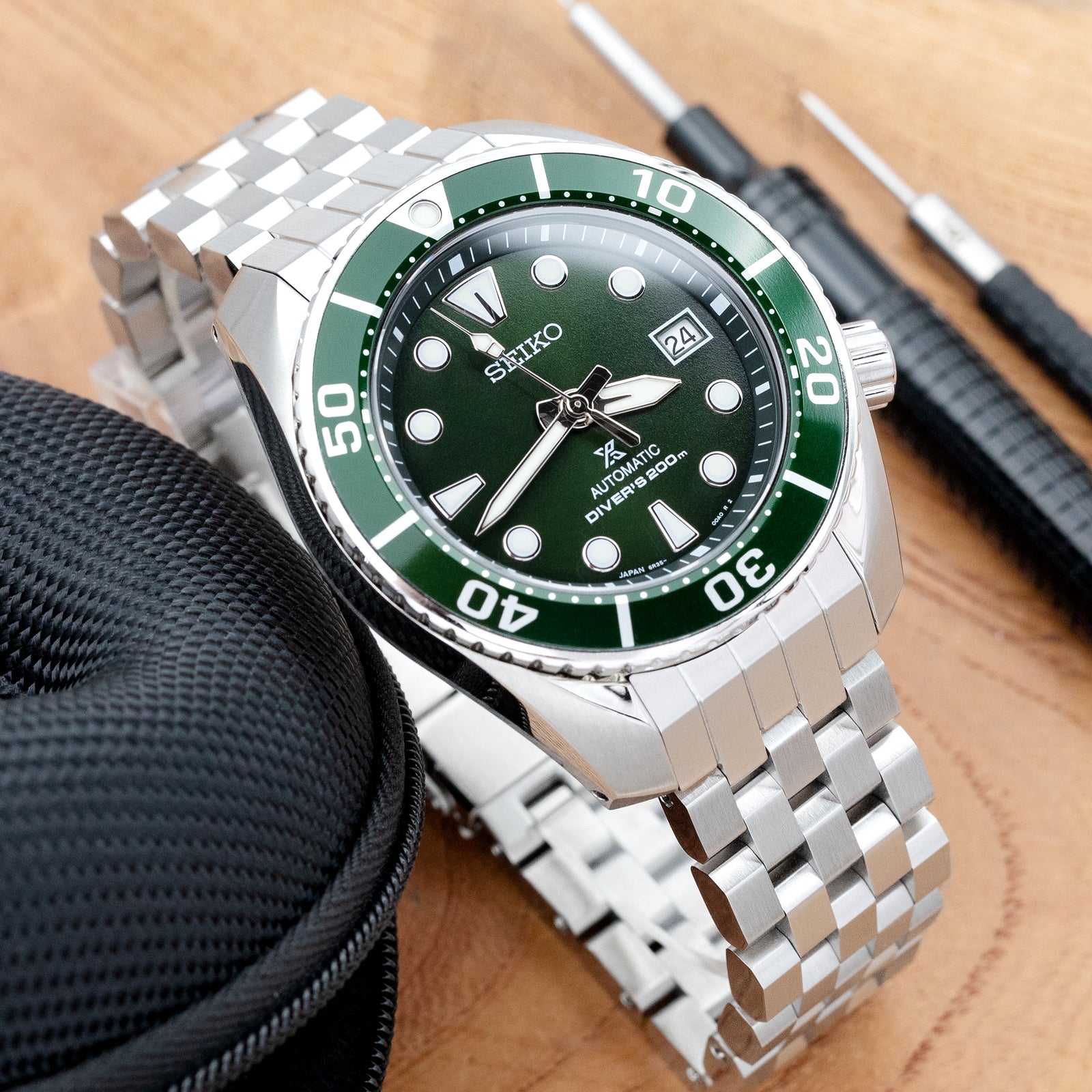 سوار ساعة سوبر إنجنير II مقاس 20 مم لساعات سيكو سومو SBDC001 SBDC031 SBDC081، ستانلس ستيل بلمسة نهائية مصقولة، مشبك غطس