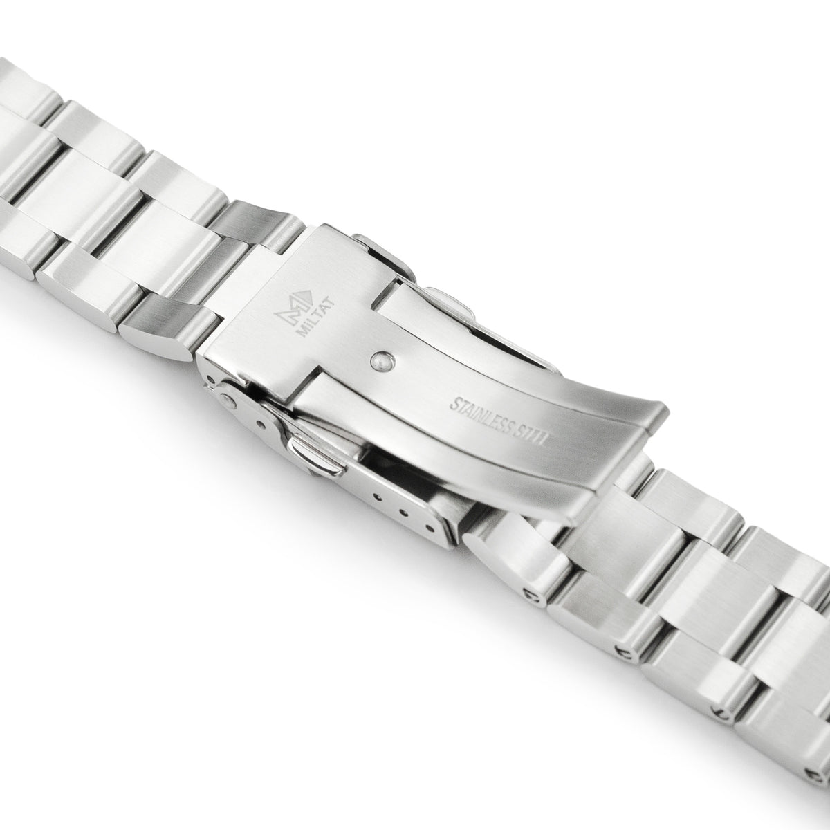 سوار ساعة Super-O Boyer مقاس 22 مم لساعات Seiko SKX007 وSKX009 وSKX011، من الستانلس ستيل المصقول، مع مشبك غطس 18 مم