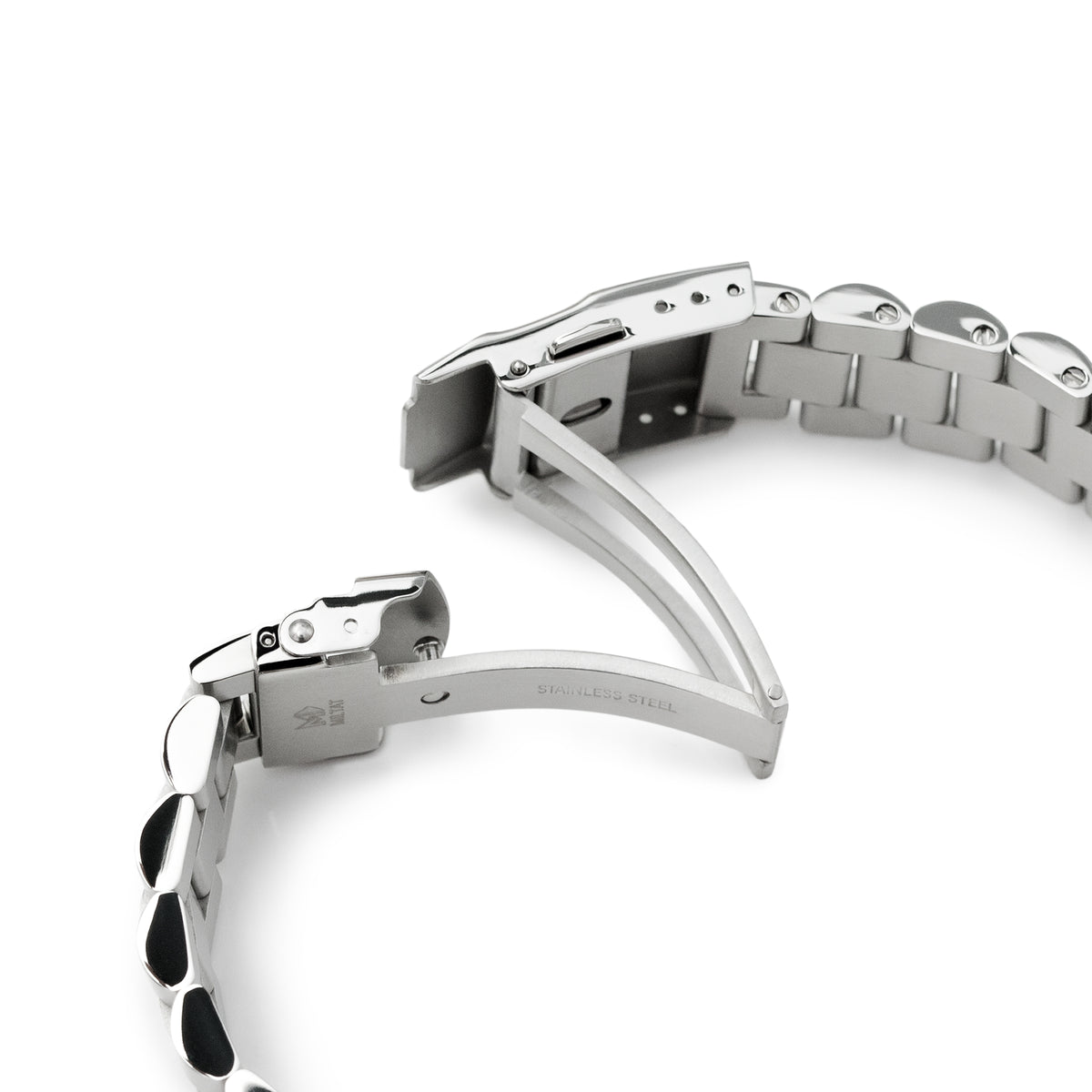 سوار ساعة Endmill مقاس 22 مم لساعات Seiko SKX007 و SKX009 و SKX011، من الستانلس ستيل المصقول، مع مشبك غطس