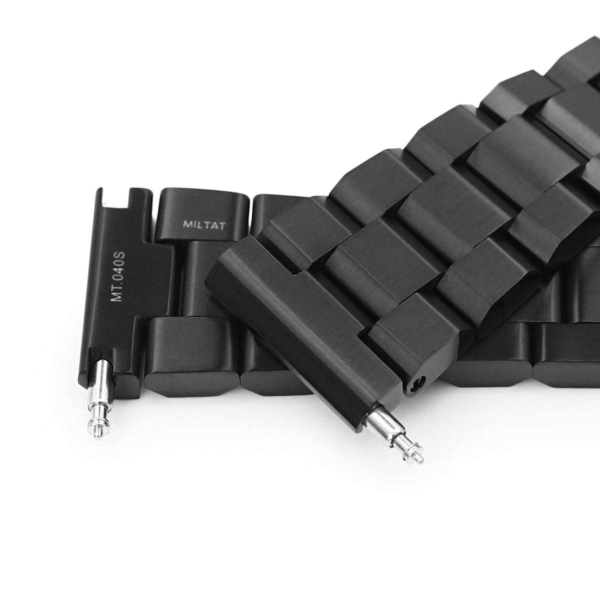 سوار ساعة هيكساد 22 مم نهاية مستقيمة، فولاذ مقاوم للصدأ 316L مع طلاء DLC شبيه بالألماس، إبزيم V-Clasp