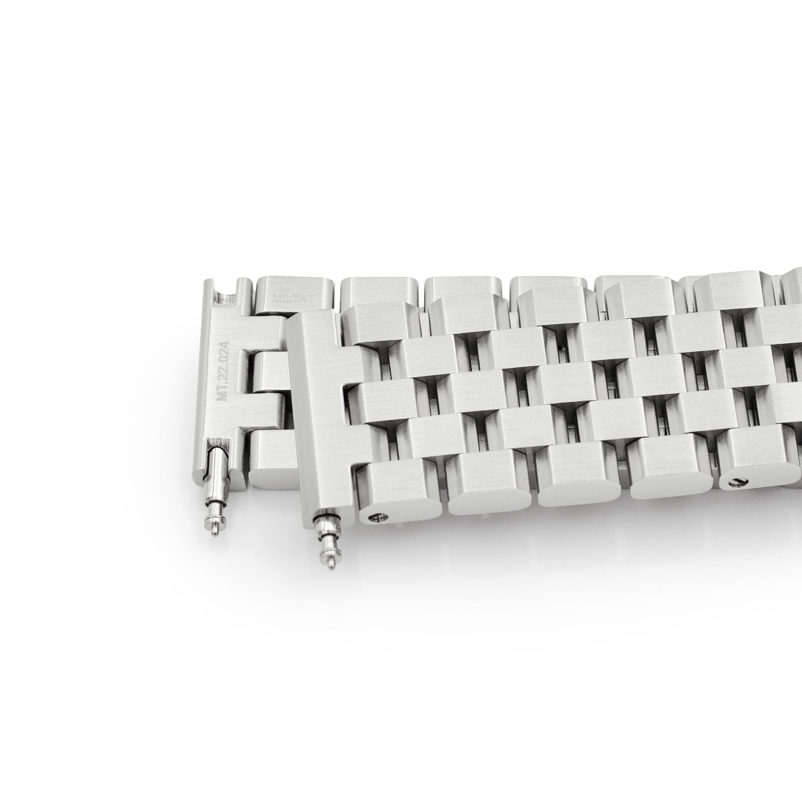 سوار ساعة SUPER Engineer Type II نهاية مستقيمة، روابط صلبة من الفولاذ المقاوم للصدأ 316L مع زر ضغط