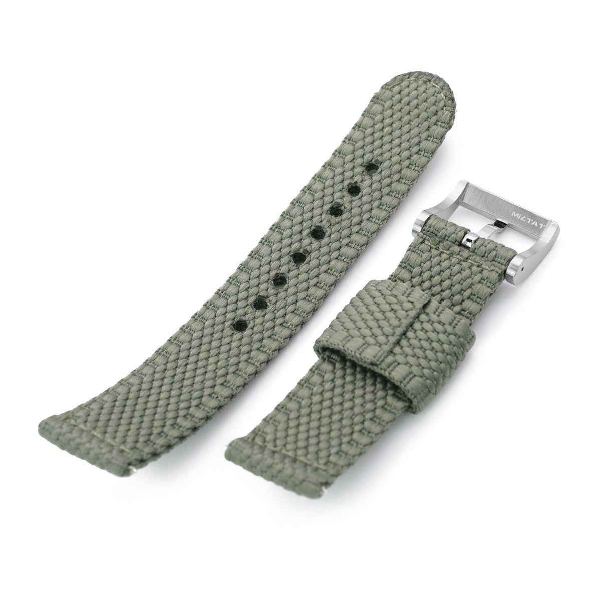 2-pcs Unique Pattern Military Green Watch Band, Polished Buckle