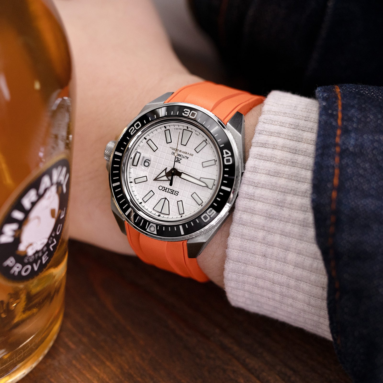 StrapXPro - SRX1A Vulcanized Rubber Strap for Seiko Samruai, King Samruai, Orange Strapcode watch bands