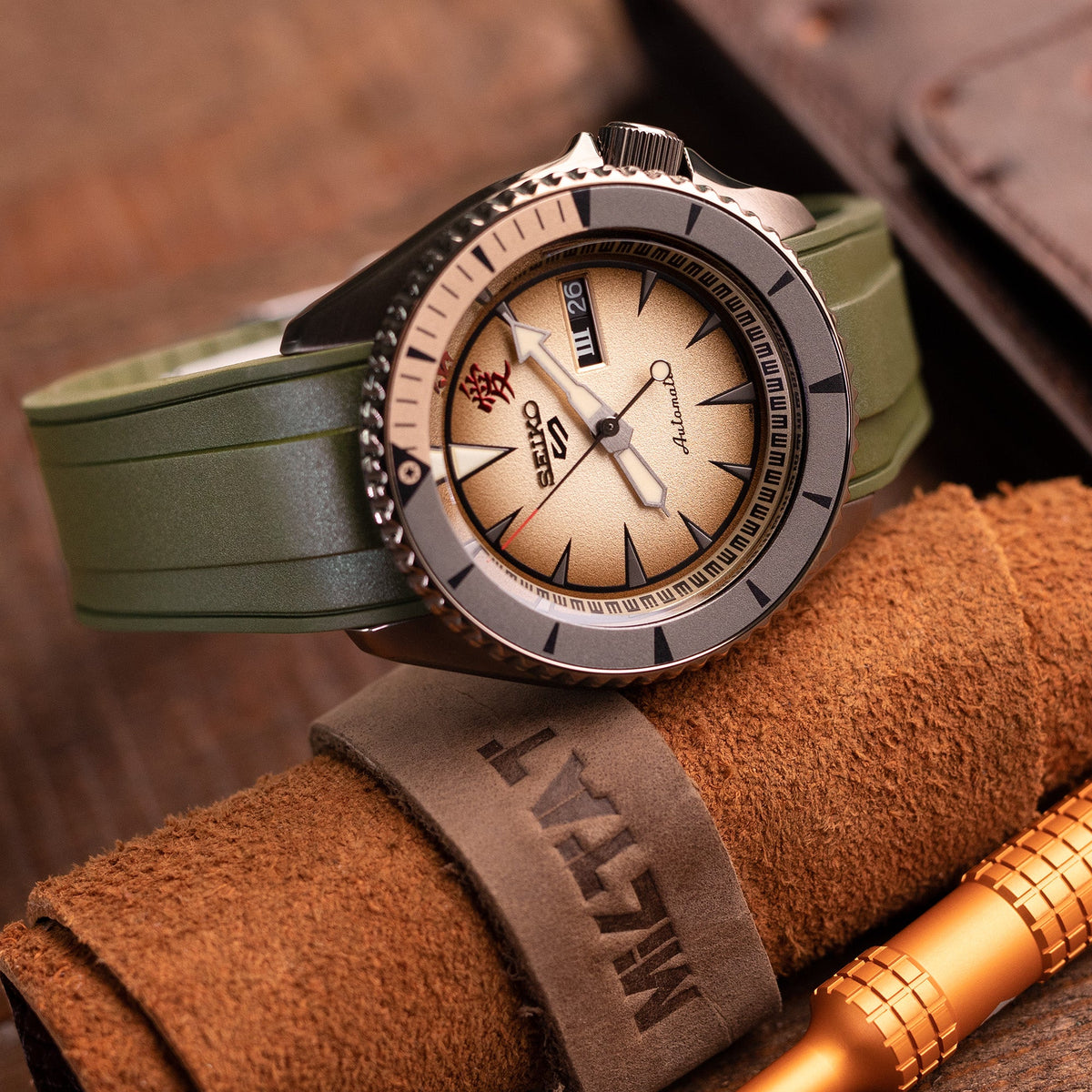 Seiko 5 Sports SBSA093 SRPF71K1 Naruto &amp; Boruto Limited 6500, GAARA Strapcode watch bands