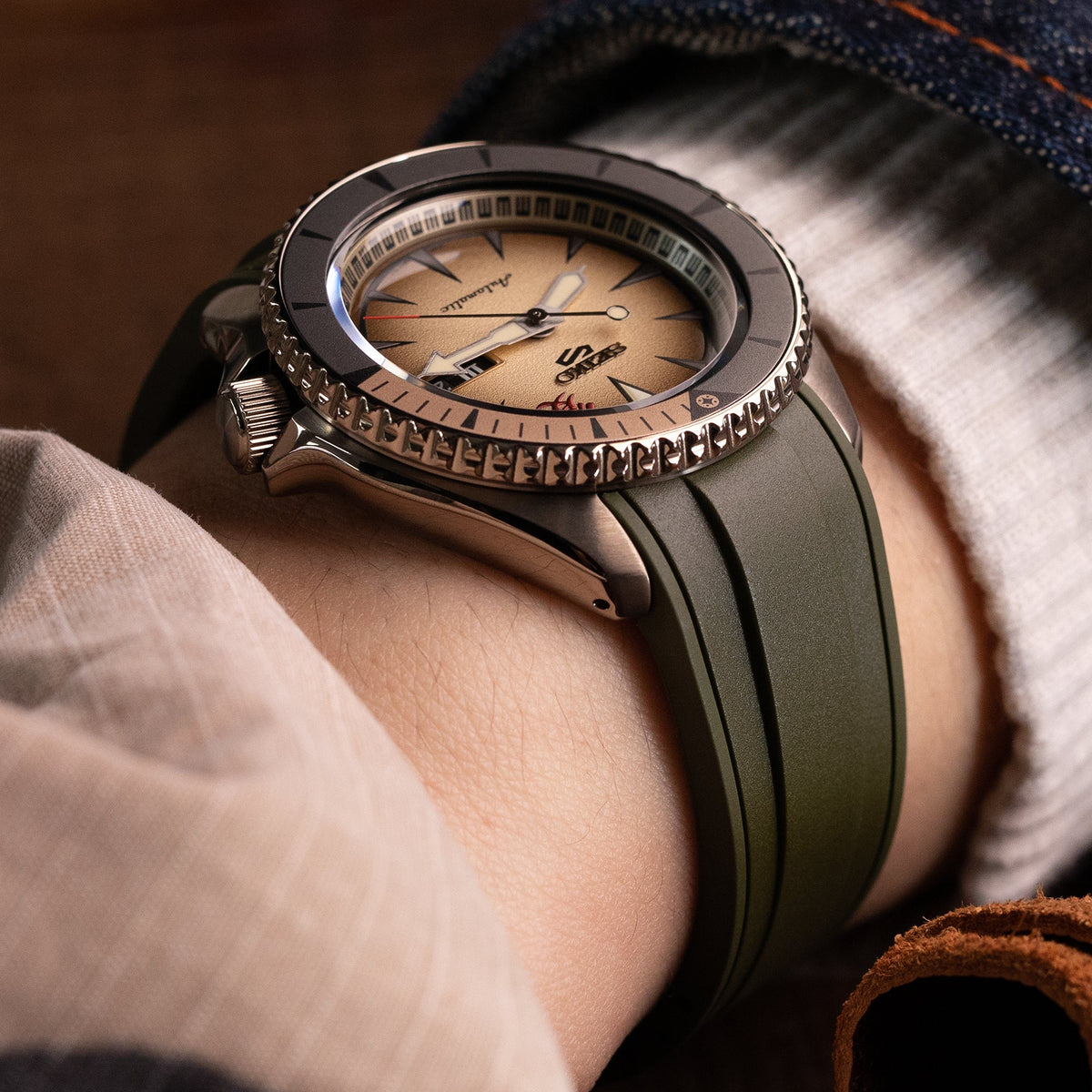 Seiko 5 Sports SBSA093 SRPF71K1 Naruto &amp; Boruto Limited 6500, GAARA Strapcode watch bands