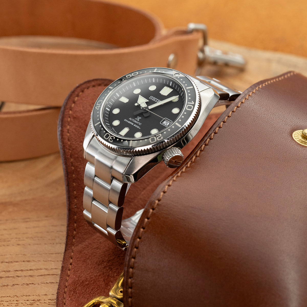 سوار ساعة Super-O Boyer مقاس 20 مم لساعات Seiko Baby MM 200 SBDC061 SPB077 SBDC063، ستانلس ستيل بلمسة نهائية مصقولة، مشبك V-Diver