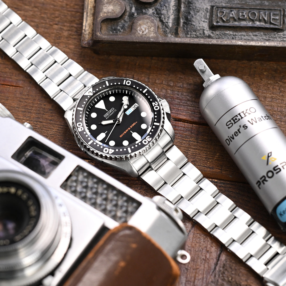سوار ساعة Super-O Boyer مقاس 22 مم لساعات Seiko SKX007 SKX009 SKX011، من الستانلس ستيل المصقول، مع مشبك V Diver مقاس 18 مم