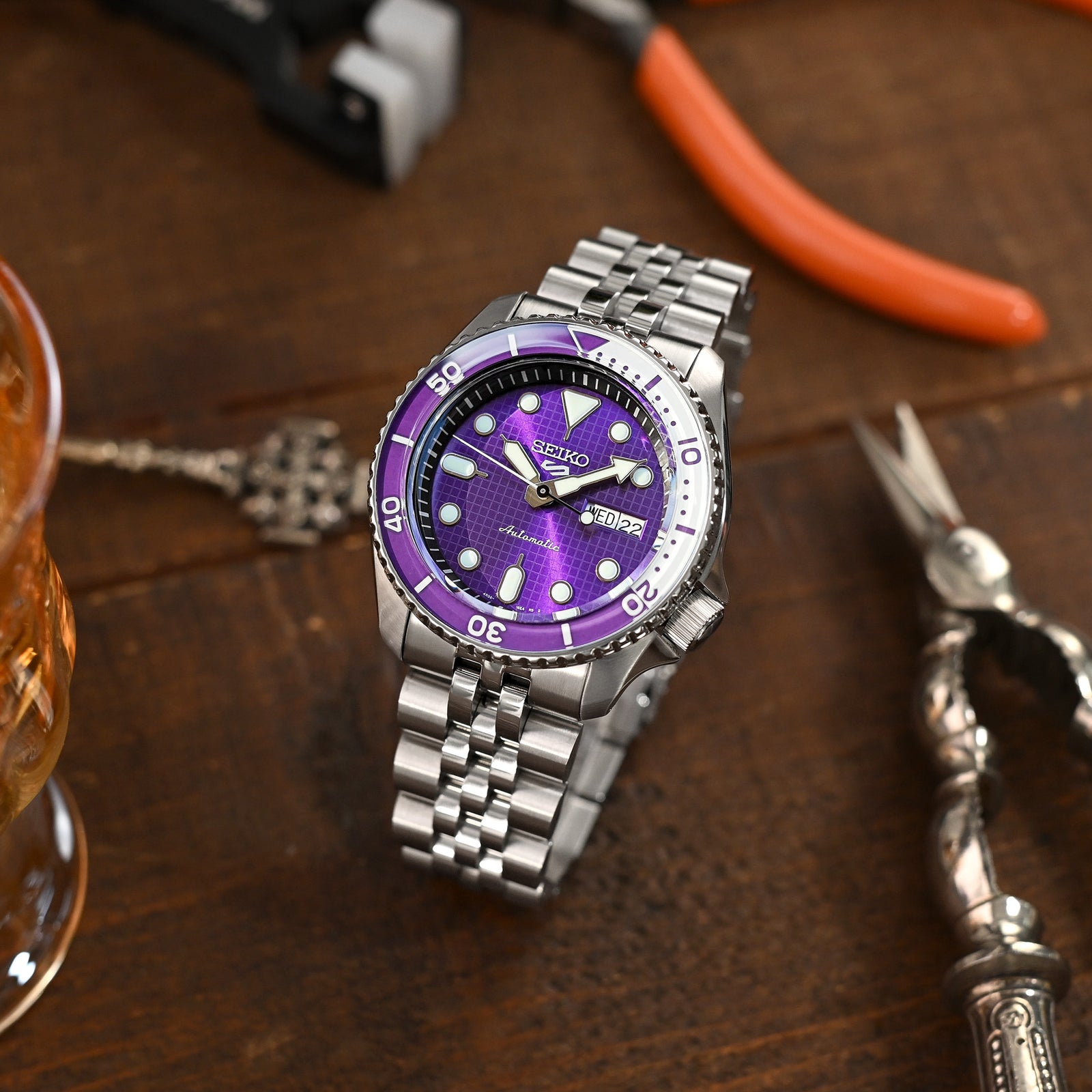 Angus-J Louis 22mm Stainless Steel Bracelet for Seiko 5 Sports SRPD51 SRPD85