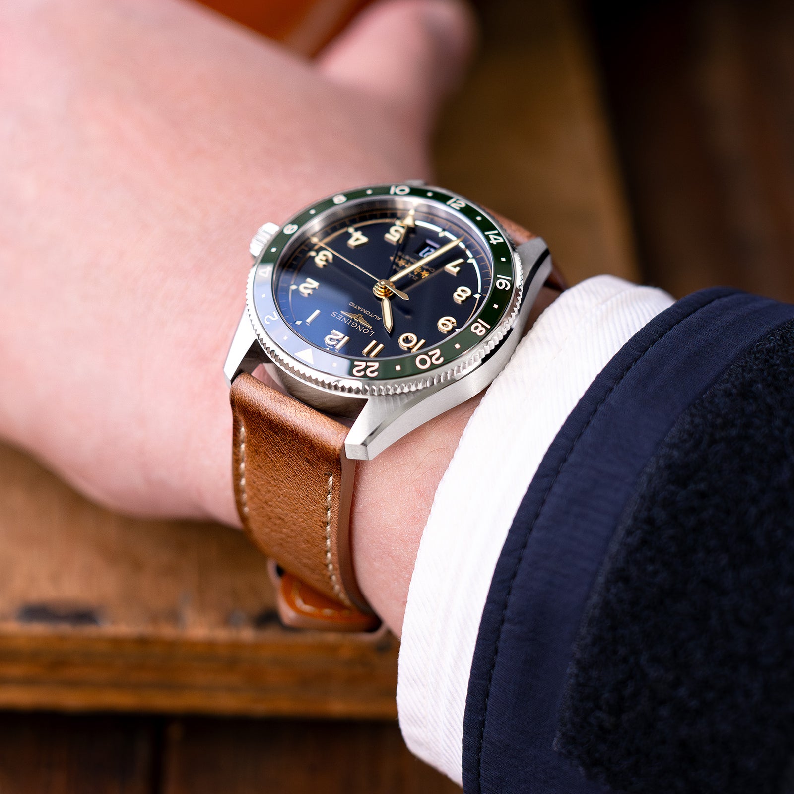 Pam Collection, Vintage Brown Horween Chromexcel Leather Watch Strap for Panerai, Beige Stitching Strapcode watch bands