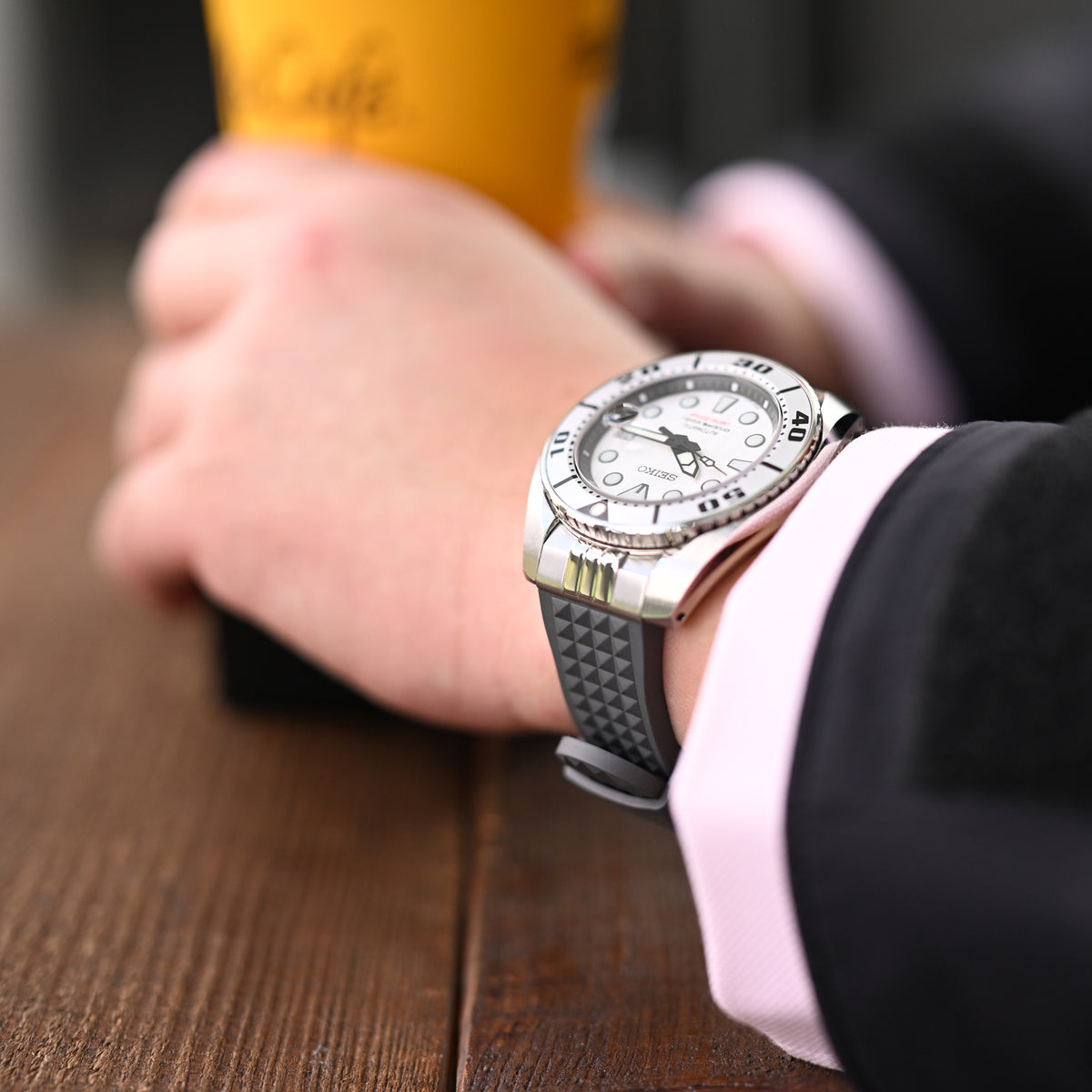 Chaffle Waffle FKM Rubber Strap with Curved End Links for Seiko Sumo