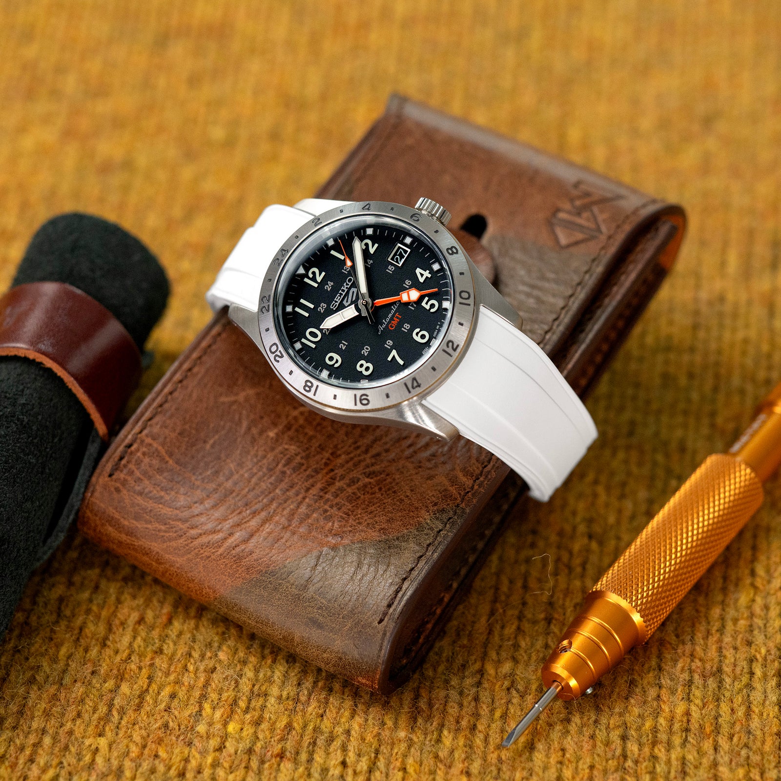 StrapXPro - SX2B (Ver.2) Rubber Strap for New Seiko 5 Sports Field Watch GMT Series, White Strapcode watch bands