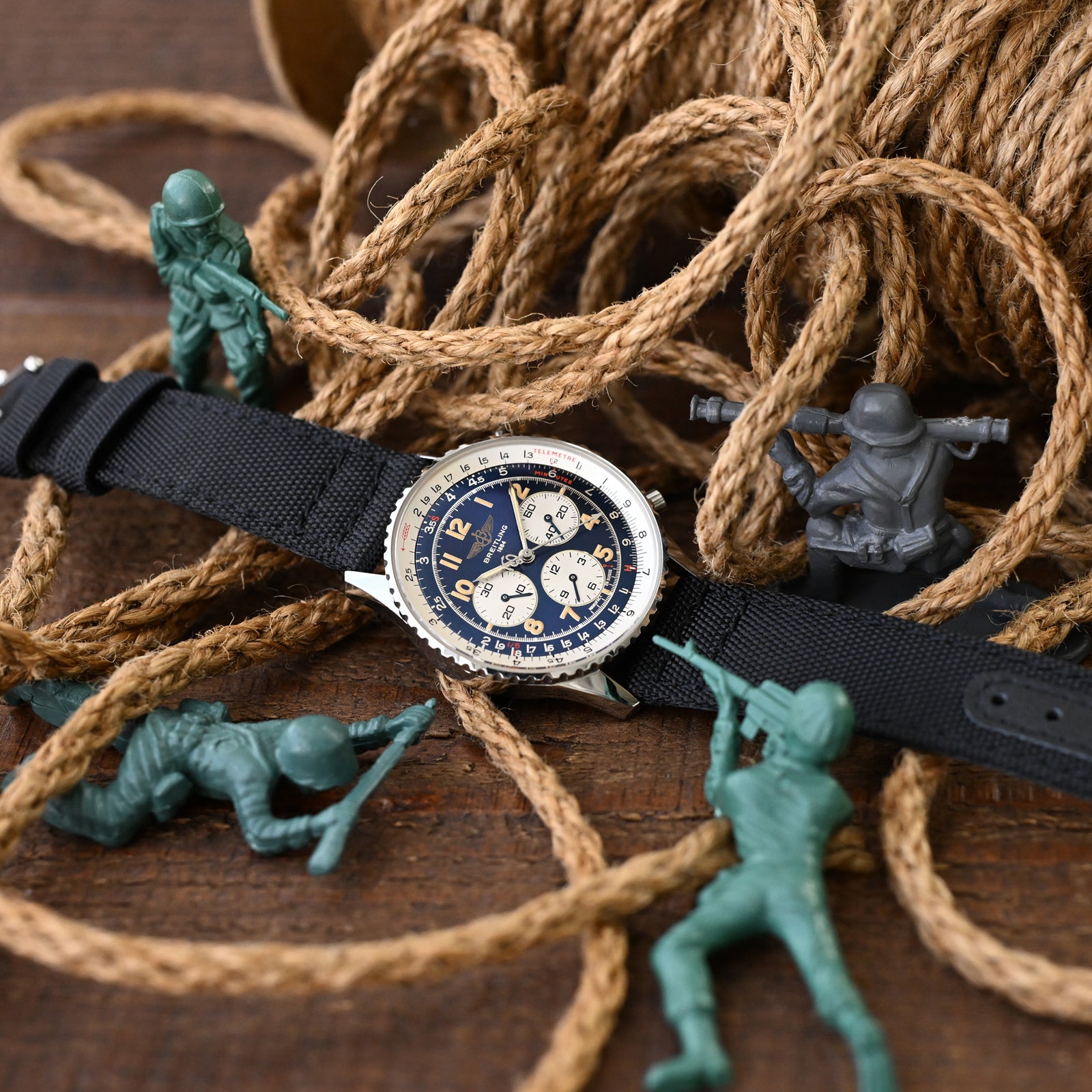 Q.R. Black Sailcloth Watch Band with leather lining, 19mm, 20mm or 23mmStrapcode watch bands