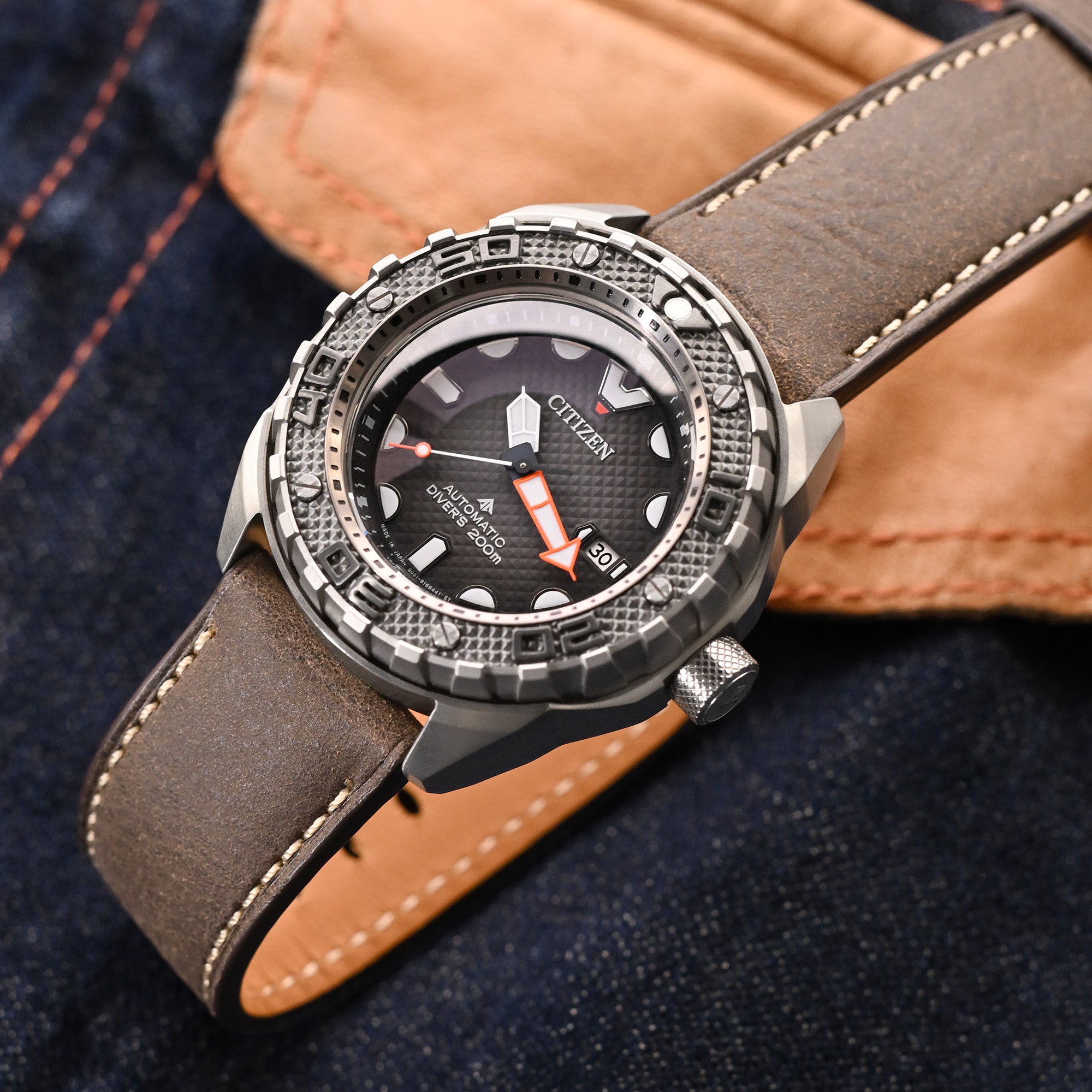 Pam Collection, Dark Brown Italian Leather Watch Strap for Panerai, Beige Stitching Strapcode watch bands