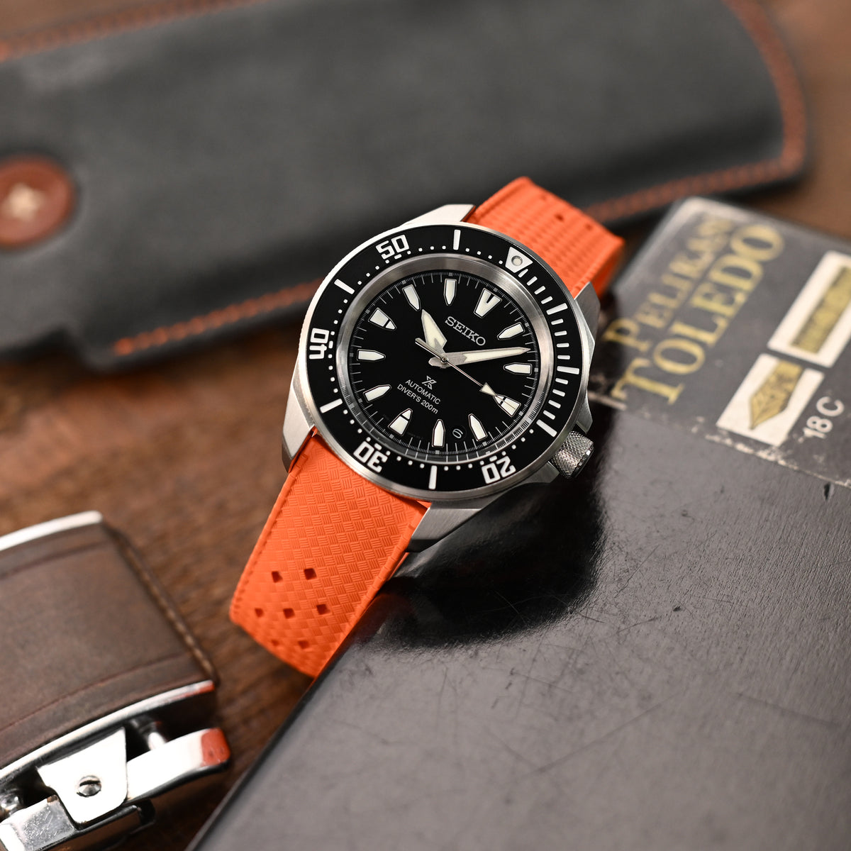 20mm Quick Release Tropical-Style FKM rubber watch strap, Orange
