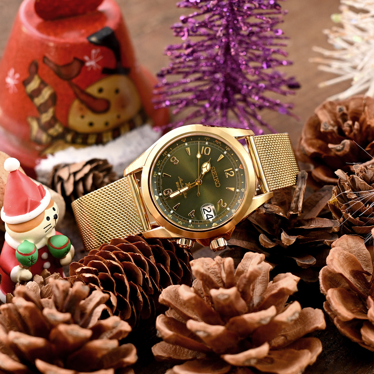 سوار شبكي كلاسيكي عتيق فائق النعومة بسلك مضفر، متوفر بمقاسات 18 مم، 20 مم أو 22 مم، مطلي بالذهب اللامع IP.