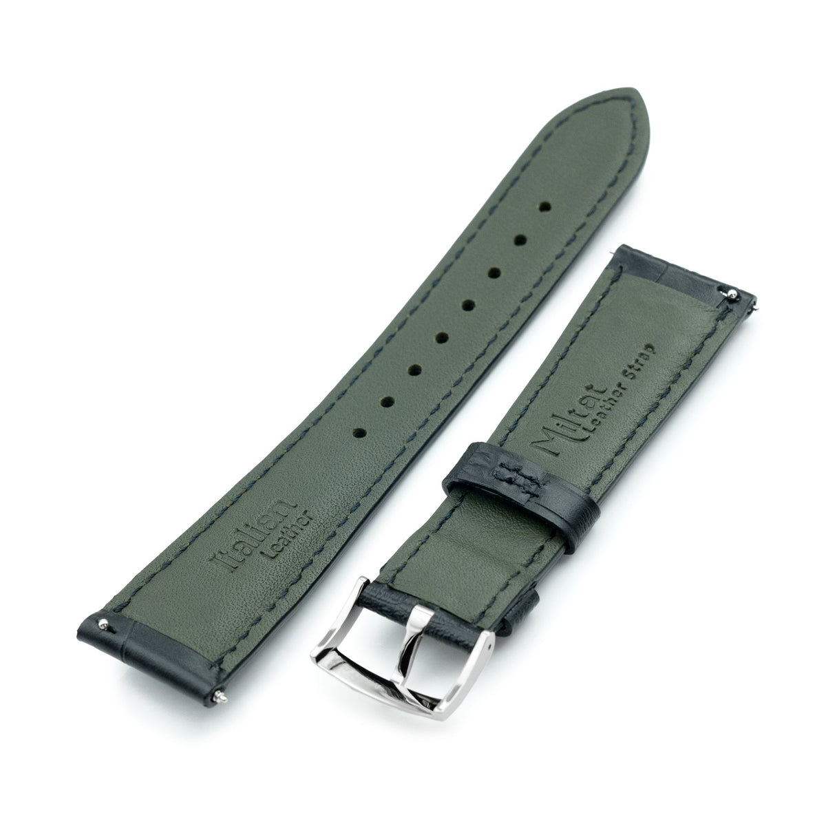 Q.R. Black CrocoCalf (Italian Croco Grain) Strapcode Watch Bands