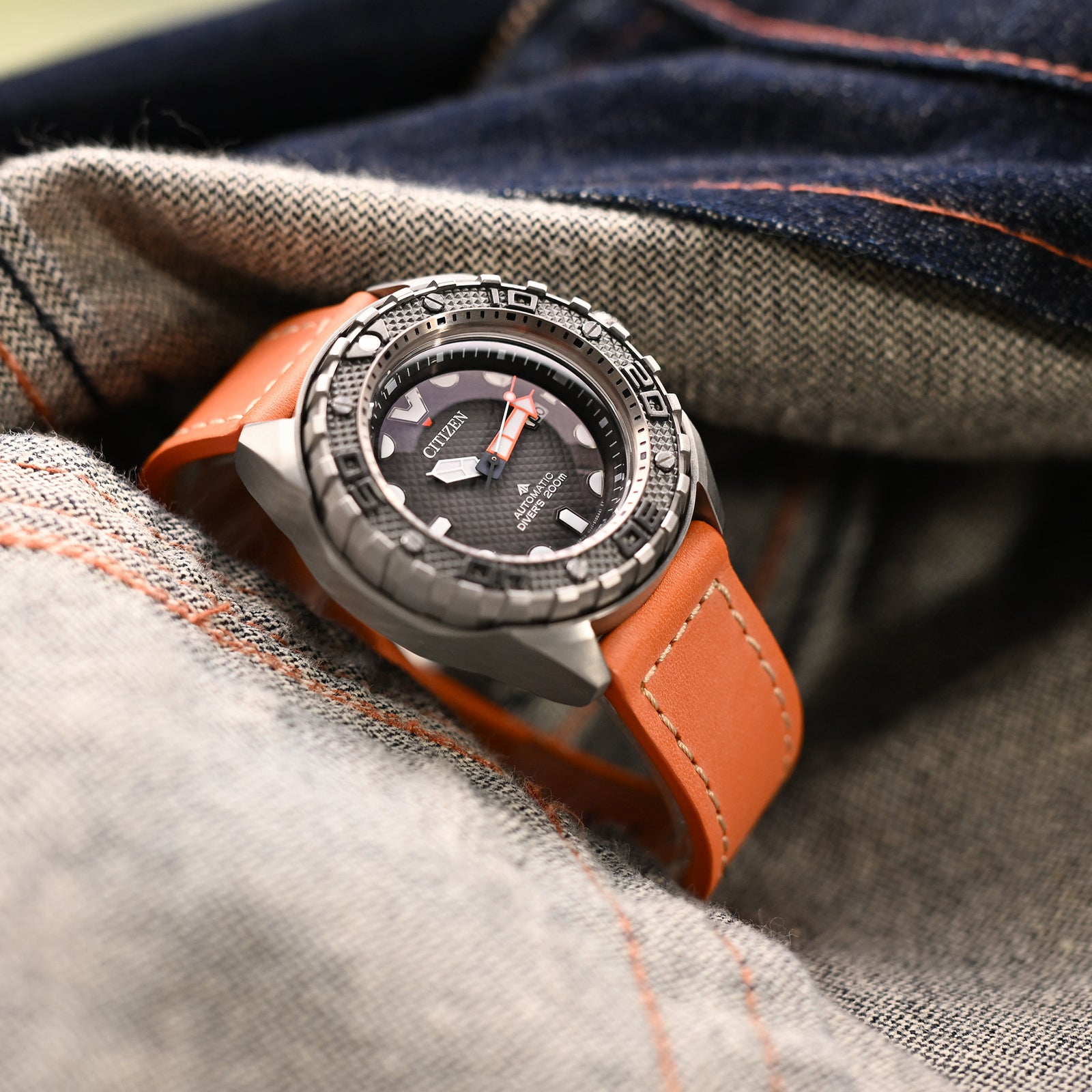 Pam Collection, Orange French Crafted Barenia Leather Watch Strap for Panerai, Beige Stitching Strapcode watch bands