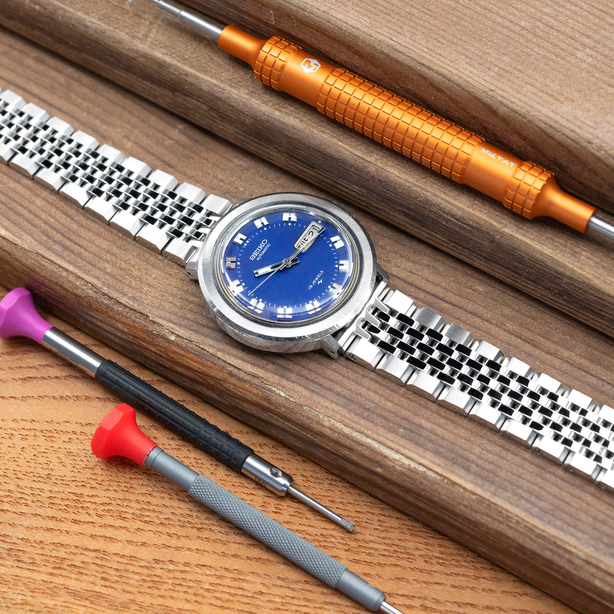 سوار ساعة أسترويد 19 مم، 20 مم، نهاية مستقيمة، فك سريع، فولاذ مقاوم للصدأ 316L، إبزيم V مصقول ومطفي