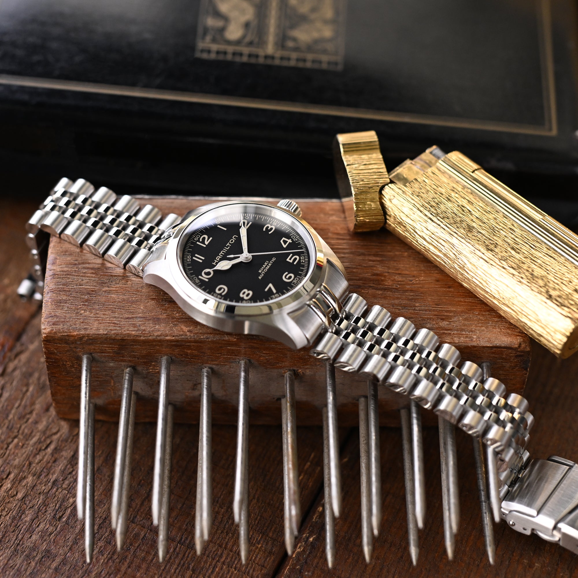 سوار ساعة 20 مم Super-JUB II لساعات Seiko Alpinist SARB017 SPB155 SBEJ005 (متوافق مع Hamilton Khaki H70455733)، ستانلس ستيل - وصلات وسطية لامعة، مشبك V Diver