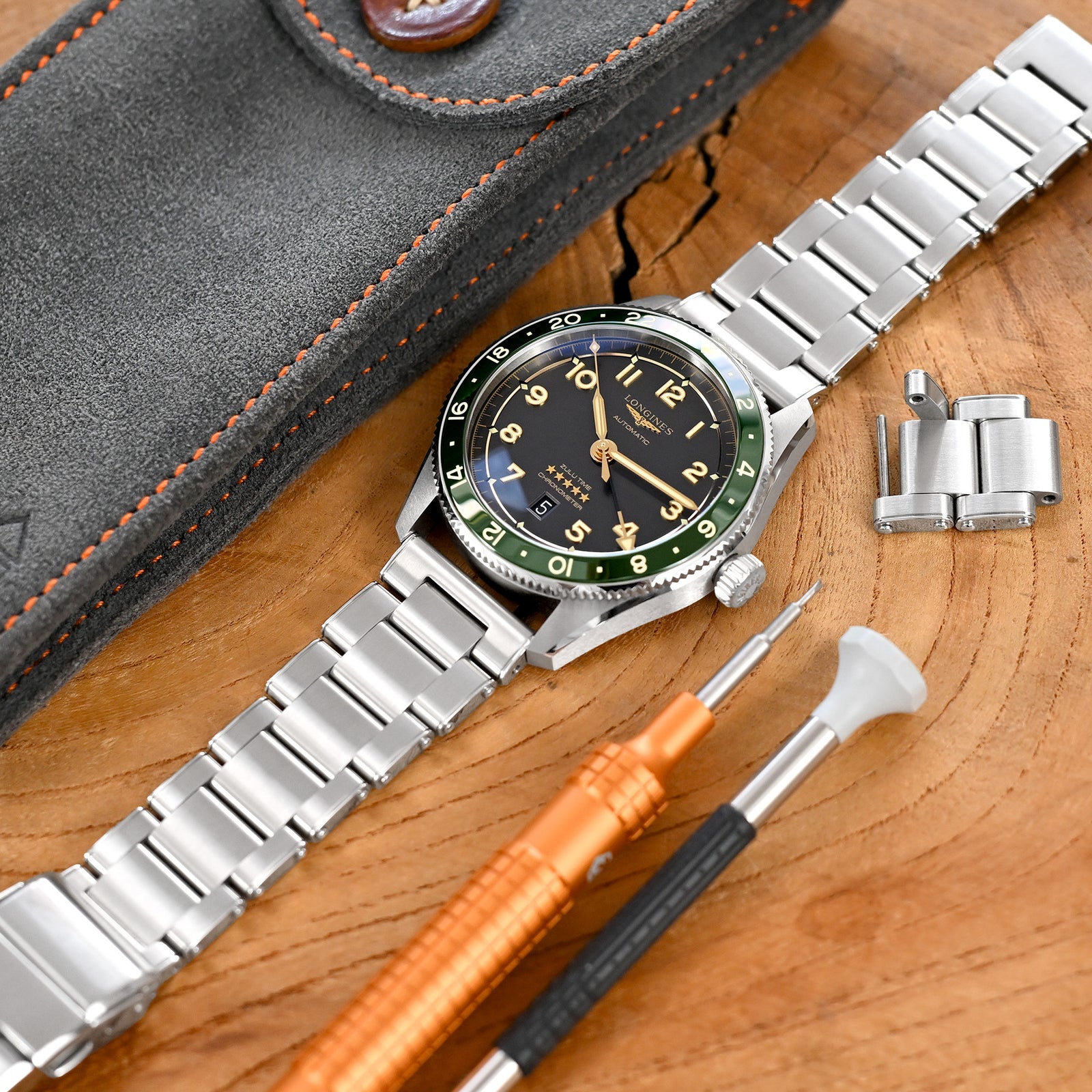 20mm or 22mm Metabind II (Pull-Twist) QR Watch Band Straight End Quick Release, 316L Stainless Steel Brushed Baton Diver Clasp Strapcode watch bands