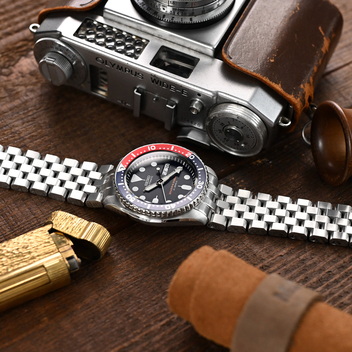 سوار ساعة SUPER Engineer II مقاس 22 مم متوافق مع Seiko SKX007، من الفولاذ المقاوم للصدأ 316L المصقول، نهاية منحنية