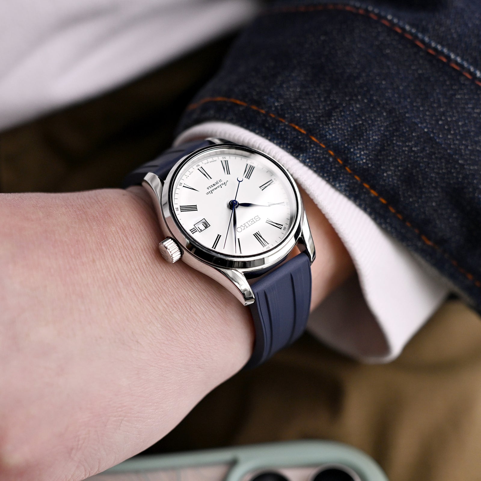 20mm Quick Release FKM28 Navy Blue FKM Rubber watch strap Strapcode watch bands