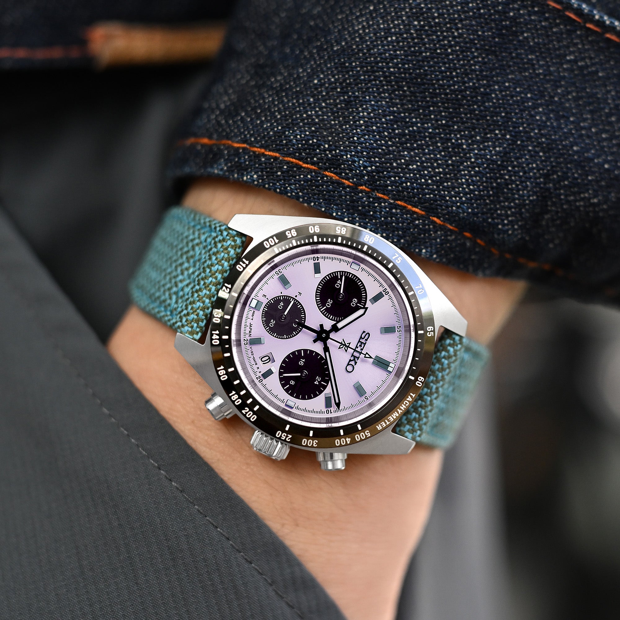 Q.R. Pilot watch strap 20mm or 22mm Revive Watch Band in Blue Mixed GreenStrapcode Watch Bands